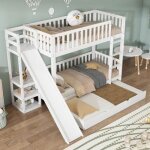 Lit superpos 90x200cm / 90x190cm lit enfant 1 personne avec lit gigogne / barrires de scurit / tages ...