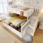 Lit superpos� - langtu - 90x200 & 140x200 - rangement hydraulique - escalier tiroirs - bois massif blanc ...