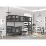 Lit superpos� leo 90x190 gris - gris livr� avec sommiers