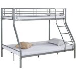 Lit superpos� en m�tal leo sommiers inclus - 90 / 140 x 190 cm - gris