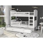 Lit superposé mateo 80x160 blanc - blanc livré avec sommiers tiroir et matelas en mousse de 7cm Lit superposé mateo 80x160 blanc - blanc livré avec sommiers tiroir et matelas en mousse de 7cm