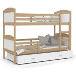 Lit superpos� mateo 90x190 pin - blanc livr� avec sommiers livr� avec sommiers tiroir et matelas en mousse ...