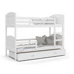 Lit superposé mateo 90x200 blanc livré avec sommiers tiroir et matelas en mousse de 7cm Lit superposé mateo 90x200 blanc livré avec sommiers tiroir et matelas en mousse de 7cm