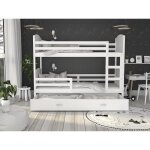 Lit superpos matis 90x190 (sans matelas) blanc - blanc livr avec le sommiers et tiroir.