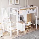 Lit superpos� lit mezzanine 90 x 200 cm avec �chelle de s�curit� et espace ouvert pour adolescents et ...