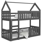 Lit superpos mily 80 x 160 cm avec 2 sommiers - lit cabane. gris