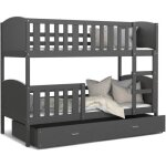 Lit superpos tami 90x190 (sans matelas) gris - gris livr avec le sommiers et tiroir.