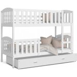 Lit superpos teo 80x160 blanc - blanc livr avec sommiers tiroir et matelas en mousse de 7cm