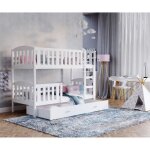 Lit superposé teo 90x190 blanc - blanc livré avec sommiers tiroir et matelas en mousse de 7cm Lit superposé teo 90x190 blanc - blanc livré avec sommiers tiroir et matelas en mousse de 7cm