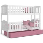 Lit superposé teo 90x190 blanc - rose livré avec sommiers tiroir et matelas en mousse de 7cm Lit superposé teo 90x190 blanc - rose livré avec sommiers tiroir et matelas en mousse de 7cm