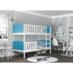 Lit superpos� tom 90x190 blanc - bleu livr� avec sommiers