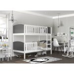 Lit superpos� tom 90x190 blanc - gris livr� avec sommiers