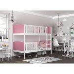 Lit superpos� tom 90x190 blanc - rose livr� avec sommiers