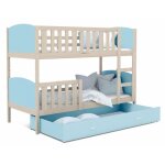 Lit superpos� tomy 90x190 pin - bleu livr� avec sommiers livr� avec sommiers tiroir et matelas en mousse ...