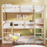 Lit superpos� triple luonians90x190cmpour enfants adolescents et adultesblanc + naturel