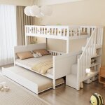 Lit superpos�2 / 3 places90 / 140 x 200 cmlit enfantavec escalier de s�curit� lit gigogne et sommier ...