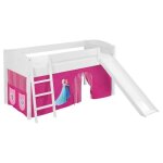 Lit sur�lev� �volutif ida 4106 frozen rose - lilokids - avec rideaux et toboggan