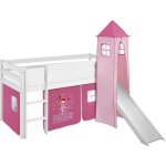 Lit surélevé jelle princesse - lilokids - blanc laqué avec tour toboggan et rideaux Lit surélevé jelle princesse - lilokids - blanc laqué avec tour toboggan et rideaux