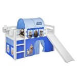 Lit sur�lev� jelle star wars bleu - lilokids - blanc laqu� - toboggan et rideaux inclus