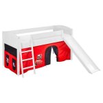 Lit surlev ludique / volutif ida 4106 disney cars - avec rideaux et toboggan - lilokids - blanc laqu ...