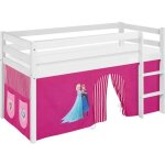 Lit surlev ludique jelle 90 x 190 cm frozen rose - avec rideaux - lilokids - blanc laqu - disney accessoire ...