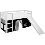 Lit surlev ludique jelle 90 x 190 cm pirate noir blanc - s - avec rideaux et toboggan - lilokids - ...