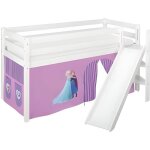 Lit surlev ludique jelle 90x200 cm frozen lilas - lilokids - blanc laqu - avec toboggan inclin et ...