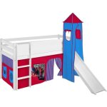 Lit surélevé ludique jelle avec toboggan 90x200 avec rideaux spiderman2 et tour - lilokids - blanc laqué ... Lit surélevé ludique jelle avec toboggan 90x200 avec rideaux spiderman2 et tour - lilokids - blanc laqué ...