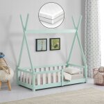 Lit tipi avec matelas orthop�dique helsingborg menthe 140 x 70 cm [en. casa]