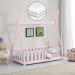 Lit tipi avec matelas orthop�dique helsingborg rose 140 x 70 cm [en. casa]