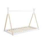 Lit tipi. pin naturel blanc - sommier � lattes inclus. 90x190cm - tobias