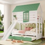 Lit triple pour enfants 90x200 cm avec lit gigogne barri�re de s�curit� et toboggan lit superpos� en ...
