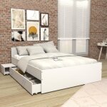Lit twist 140x190 + 1 chevet + 1 tiroir / blanc Lit twist 140x190 + 1 chevet + 1 tiroir / blanc