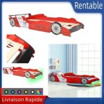 Lit voiture de course pour enfants - fafeicy - led - rouge - bois - 90x200 cm Lit voiture de course pour enfants - fafeicy - led - rouge - bois - 90x200 cm