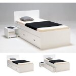 Lit zenia 90x190 + 1 chevet + 1 tiroir / blanc