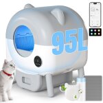 Litiere chat autonettoyante ? grande capacit� 95l contr�l�e par application ? pour chats jusqu� 12 kg ...