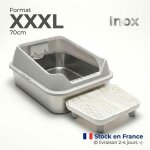 Liti�re chat xxl acier inoxydable zoopark - bac � liti�re grand chat parois hautes anti - projection ...