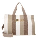 Liu jo sac shopper beige marron pour femme - tote bag striped canvas l sabbia 339953