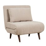 Livin24 fauteuil convertible lit 80 x 190 cm hanna tissu recycl� beige