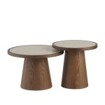 Livin24 set de tables basses mae ch�ne rustique / travertin