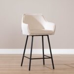 Livin24 tabouret de bar ciara tissu lin blanc cass� 65 70 et 78 cm