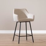Livin24 tabouret de bar ciara tissu lin taupe 65 70 et 78 cm