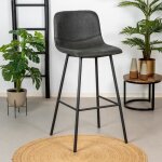 Livin24 tabouret de bar industriel mikky noir eco - cuir 65 - 78 cm Livin24 tabouret de bar industriel mikky noir eco - cuir 65 - 78 cm