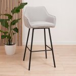Livin24 tabouret de bar scandinave andor tissu recycl� gris 65 - 78 cm