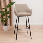 Livin24 tabouret de bar scandinave andor tissu recycl taupe 65 - 78 cm