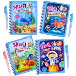 Livre de coloriage � leau - magique - 4 pi�ces - th�mes vari�s - r�utilisable - pour enfants