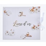 Livre dor carton fleurs coton 22x19. 5cm blanc Livre dor carton fleurs coton 22x19. 5cm blanc