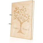 Livre dor de mariage en bois : arbre en c?ur avec nom - cadeau personnalis� - 144 pages din a4 - papier ...