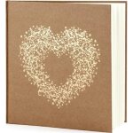 Livre d or mariage kraft naturel motif coeur or le livre d or lin naturel 20. 5x20. 5cm