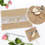 Livre toile de jute vintage livre dor de mariage livre dor stylo et porte - stylet avec fleurs en dentelle ...